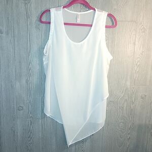 xhilaration Sheer Asymmetrical Blouse- LG